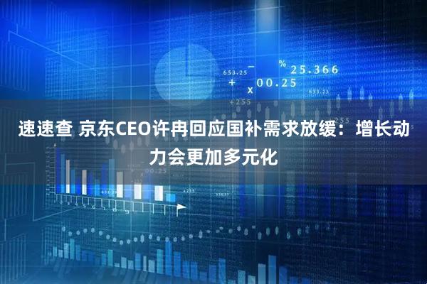 速速查 京东CEO许冉回应国补需求放缓:增长动力会更加多元化