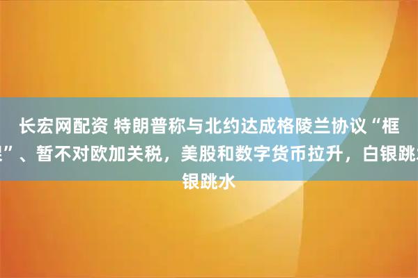 长宏网配资 特朗普称与北约达成格陵兰协议“框架”、暂不对欧加关税，美股和数字货币拉升，白银跳水